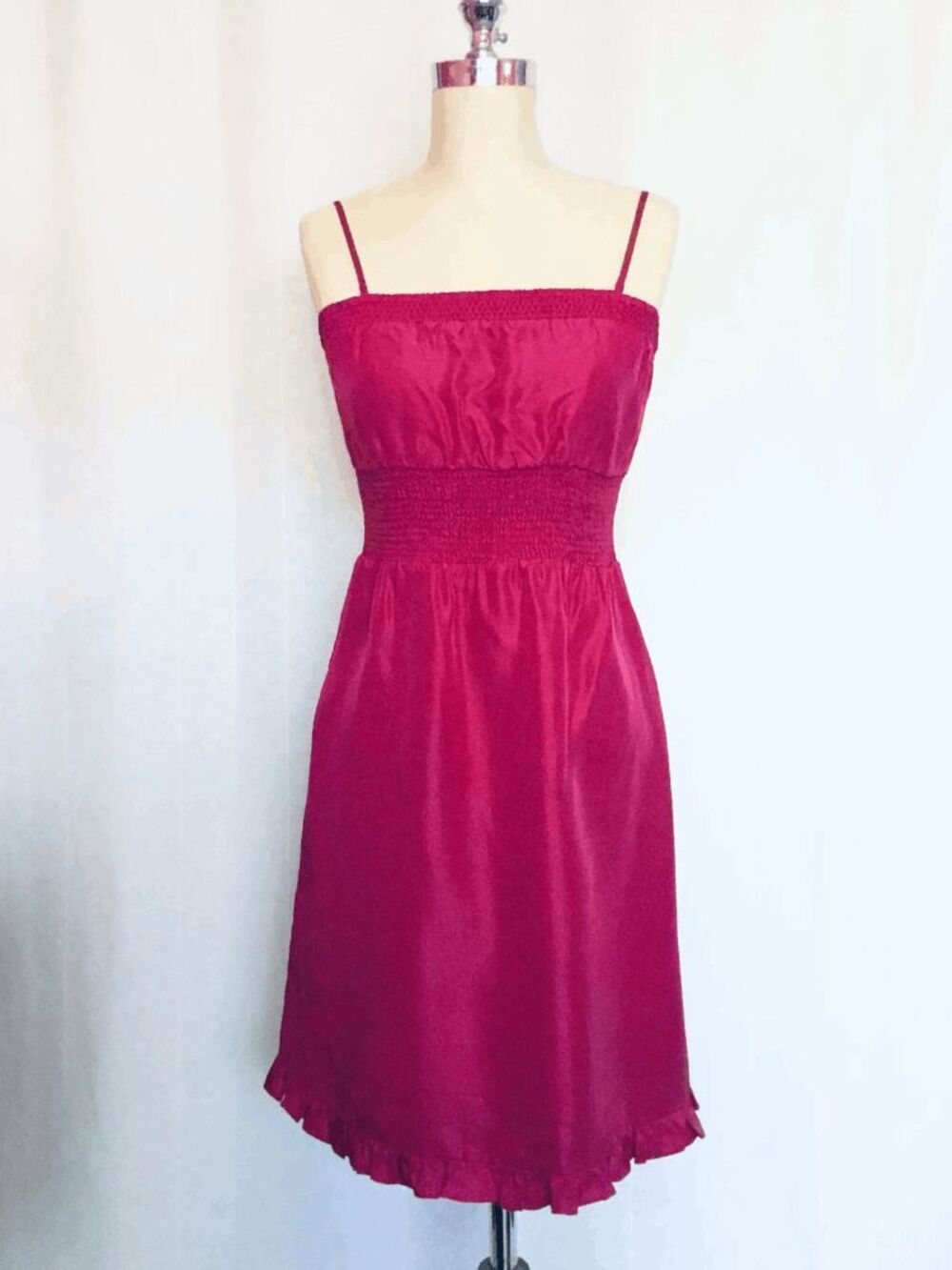 Maeve from Anthropologie Removable Strap Strapless Smocked Silk Dress Women’s Si